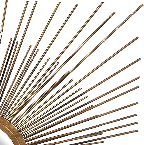 Miniatura 9 de Deco 79 Espejo de pared de metal rústico madera Mirr Decor S/9 W, H-60930, 23 x 23 pulgadas, dorado