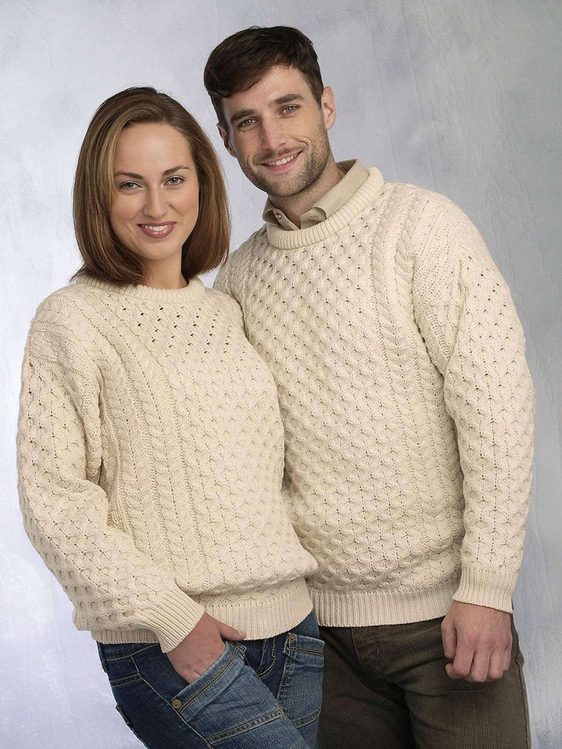 Aran Crafts Unisex Irish Cable Knitted Crew Neck Sweater (100% Merino Wool) - Image 4