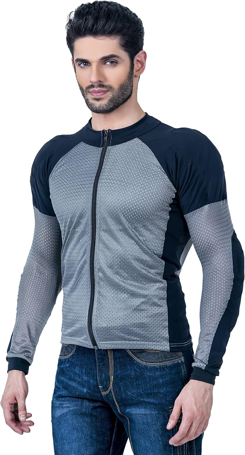 WICKED STOCK Mesh Armored Motorcycle Shirt for Men & Women - CE Level 2 Mesh Protective for Summer - Soft, Stretchy & Lightweight Armored with Removable Padding Gray - Image 2