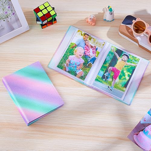 Miniatura 10 de FIODAY Paquete de 2 álbumes de fotos pequeños de 4 x 6 pulgadas libro de fotos Mimi con purpurina para niños cada pequeño álbum de fotos tiene