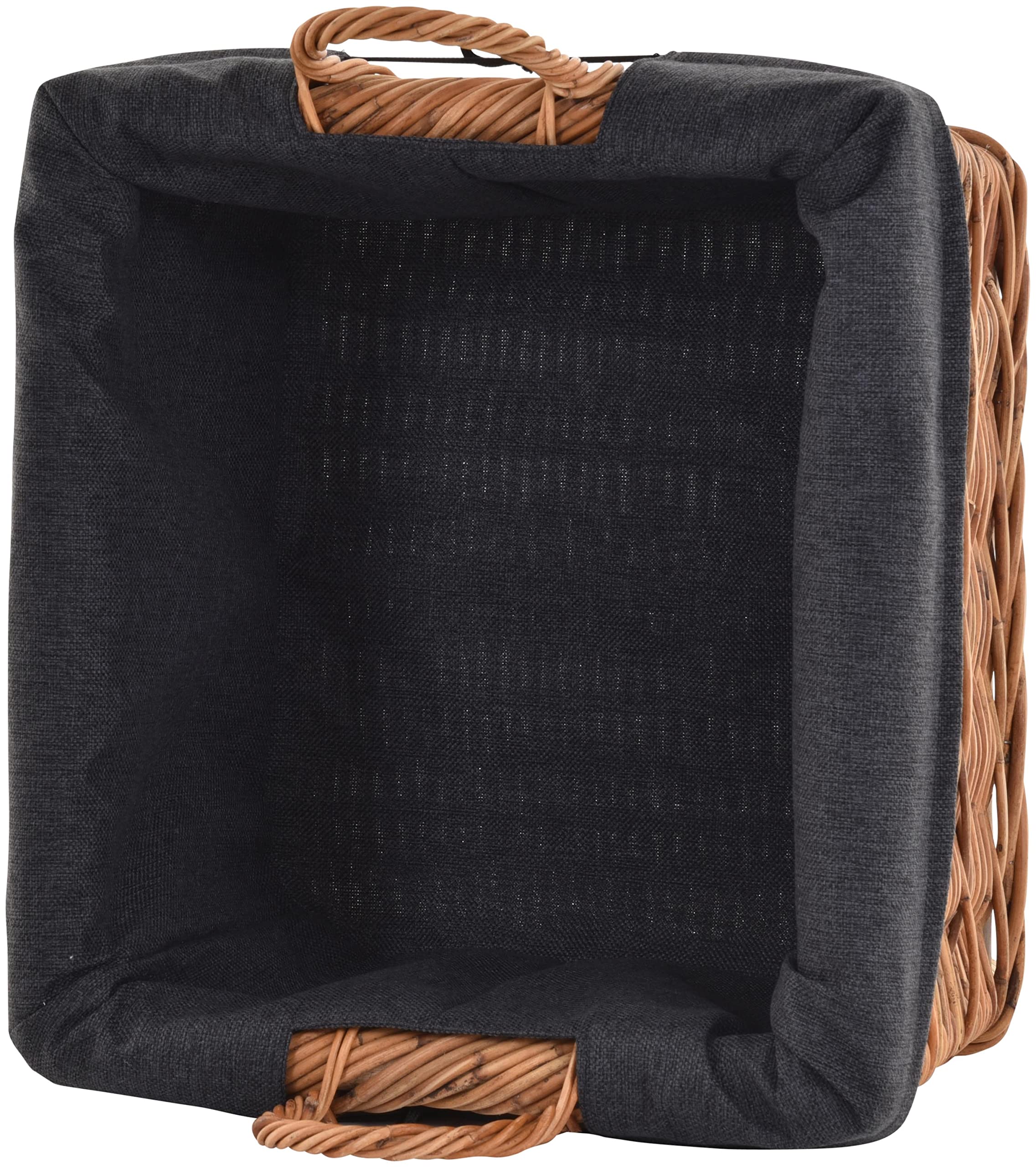Rattan Kaminholzkorb Flechtkorb mit Inlett Holzkorb Kaminkorb stabil Korb für Holz (klein, Natur)