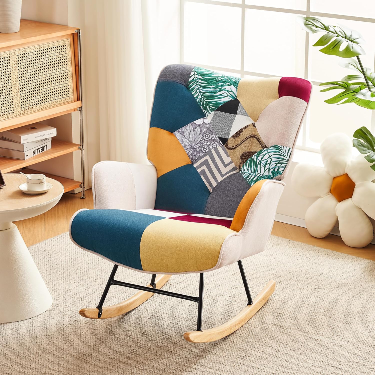 Fahomiss Rocking Chair Accent Rocking Chair for Nursery Glider Chair with High