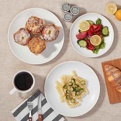 Miniatura 3 de ONEMORE Platos llanos de 10 pulgadas, juego de 6 platos de ensalada de cerámica, platos versátiles para uso diario, fiestas, bodas, ideales para