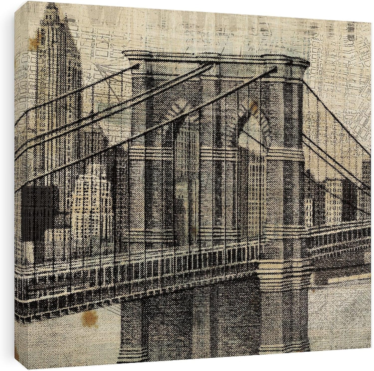 CafePress Canvas Wall Art New York Vintage Brooklyn Ready to Hang for Living Room, Bedroom or Office