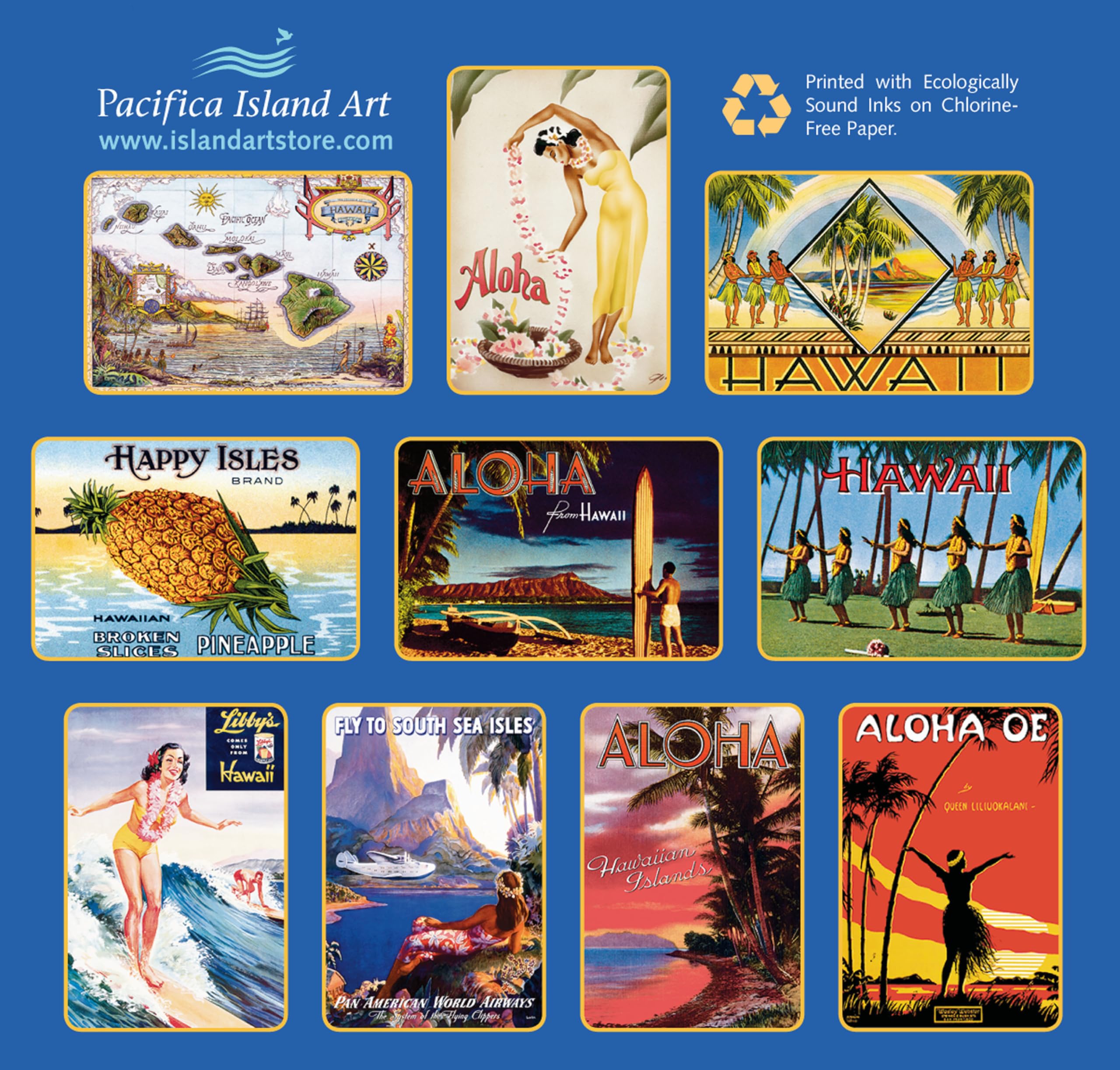 Amazon | ハワイアンヴィンテージはがきBoxed Set of 10 – Vintage Art