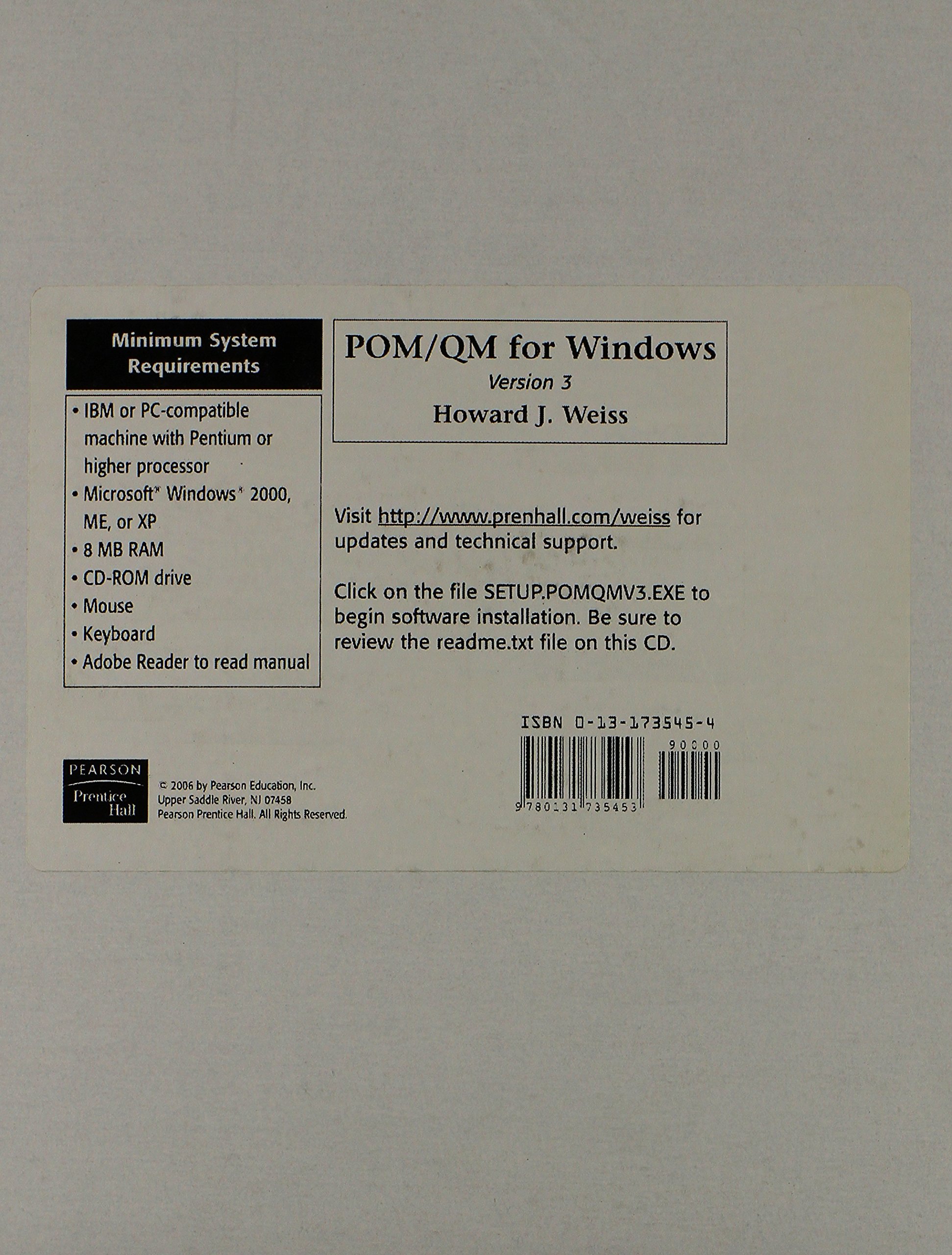 POM-QM for Windows, version 3