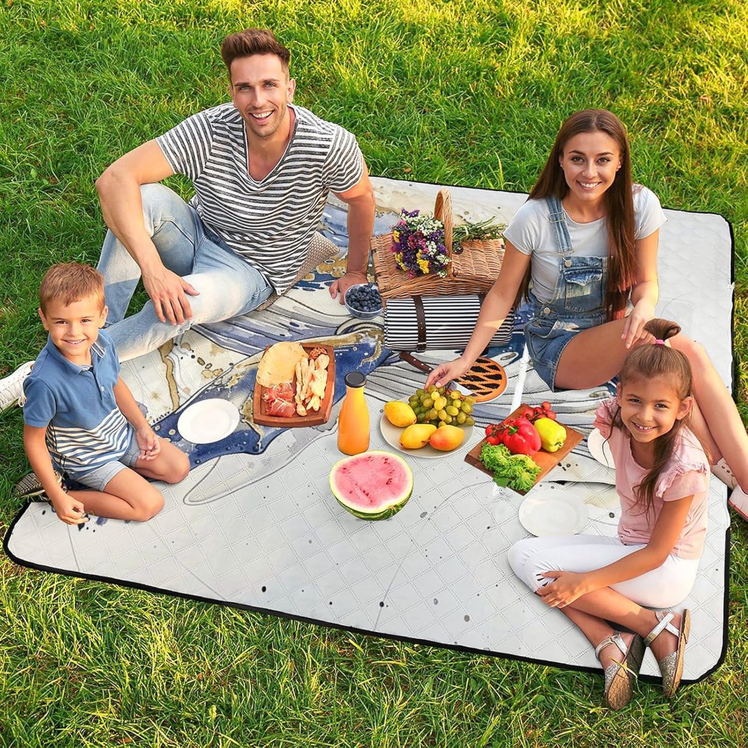 Extra Large Picnic Outdoor A Picture of A Whale Printed Each Blanket Sand Proof Foldable Blankets for Camping Or Travel