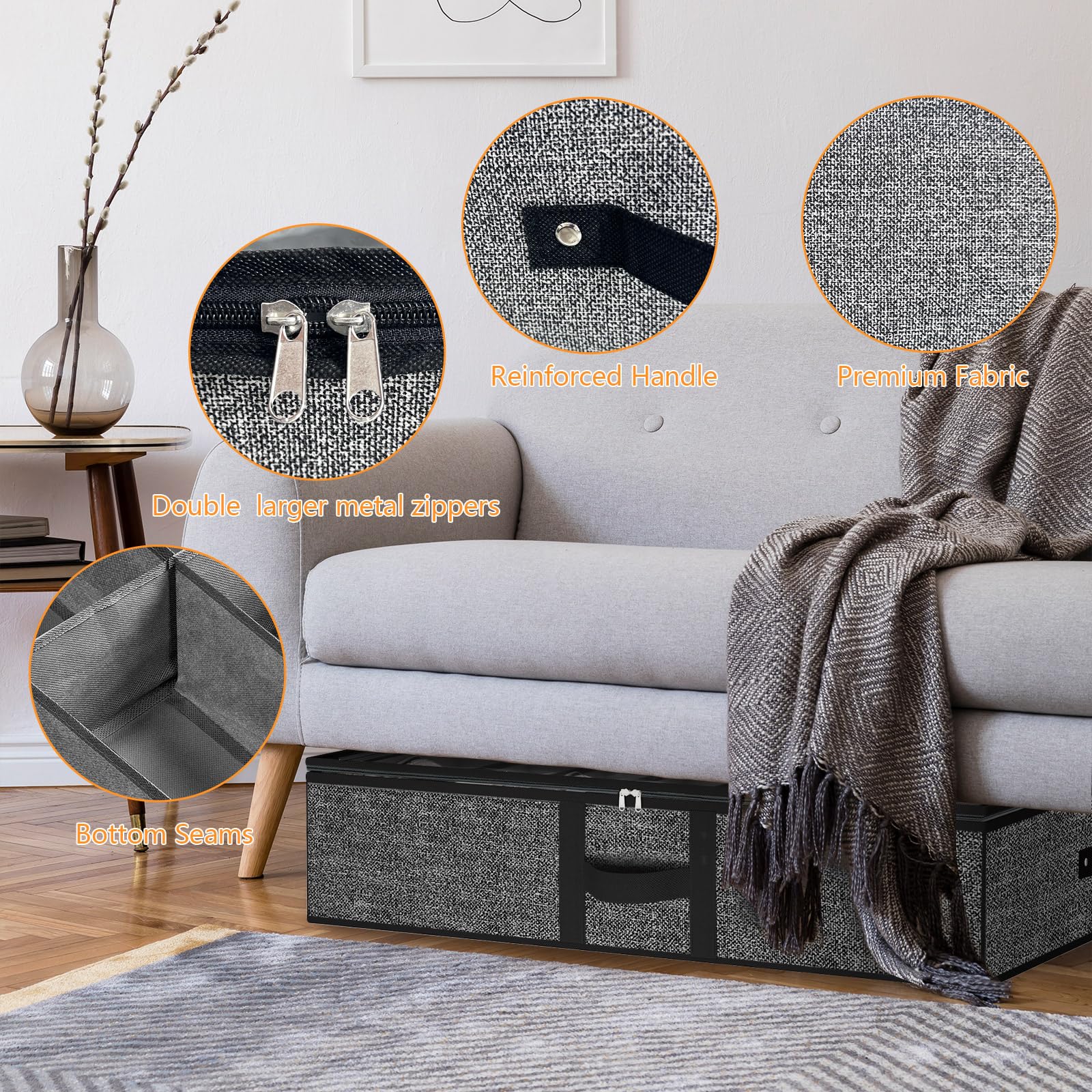 Lot de 2 organiseurs de rangement pour chaussures sous le lit pouvant contenir 16 paires de chaussures et 4 paires de bottes, bacs de rangement pour chaussures sous le lit, organisateur de zapatatos