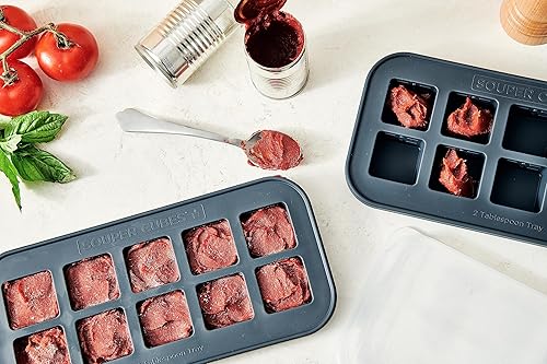 Miniatura 3 de Souper Cubes Moldes de silicona para congelador de 2 cucharadas con tapas, moldes de silicona para congelador de hierbas, bandeja de silicona para