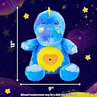 Vista 2 de Cuteoy - Dinosaurio de peluche azul con proyector de estrellas, musical, con volumen ajustable, luz nocturna, animales de peluche que brillan