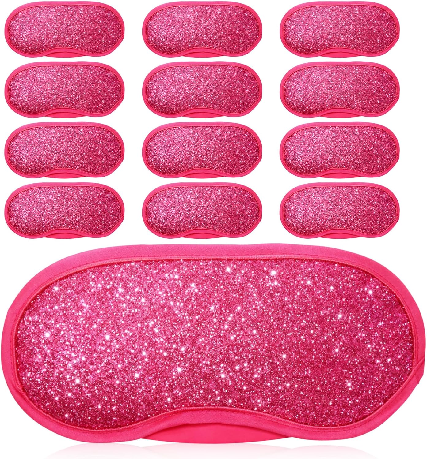 12 Pcs Glitter Eye Mask Bulk Sleep Masks Eye Cover for Party Gifts Blindfold with Adjustable Elastic Strap for Bachelorette Party Supplies Women Men(Hot Pink)