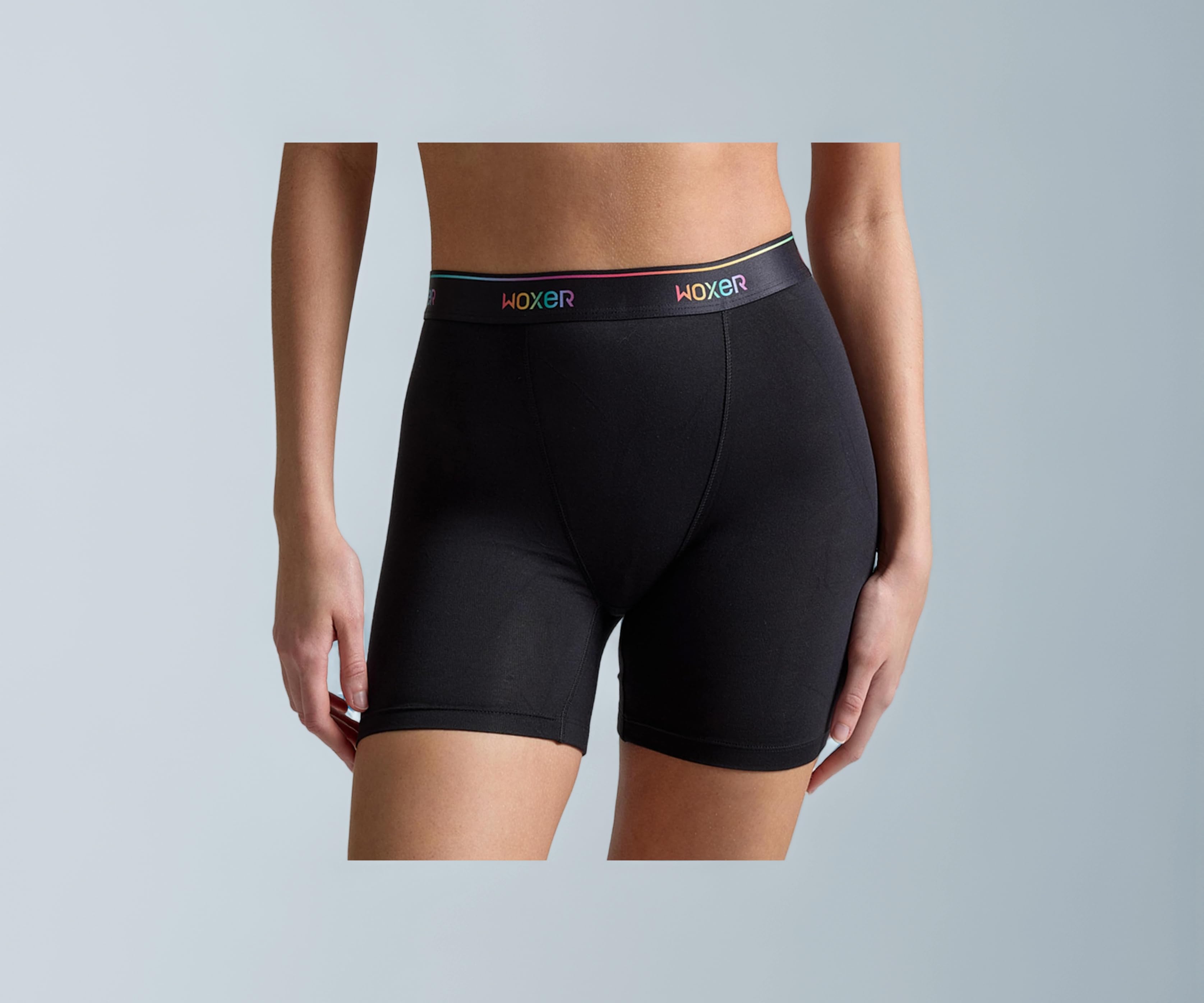 Women’s Boxer Briefs Underwear, Baller 5” High-Waisted Boyshorts Panties Soft Anti-Chafing, No Roll Inseam, Pride Black, Medium