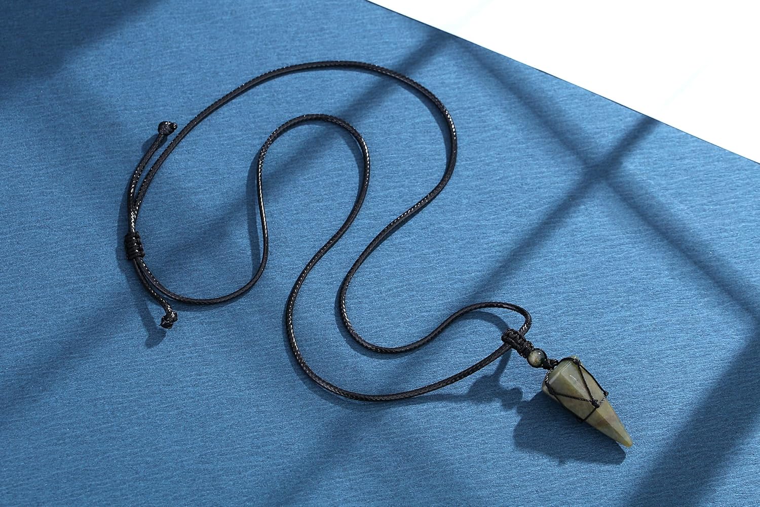 XIANNVXI Healing Crystal Stone Pointed Necklace Adjustable Black Rope Natural Gemstone Pendant Necklaces Jewelry for Men Women - Image 4