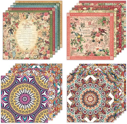 Vista 39 de Papel de manualidades, 24 hojas, 12 diseños, álbumes de recortes, una sola cara de 6 x 6 pulgadas, papel de cartulina, álbumes de recortes, 24