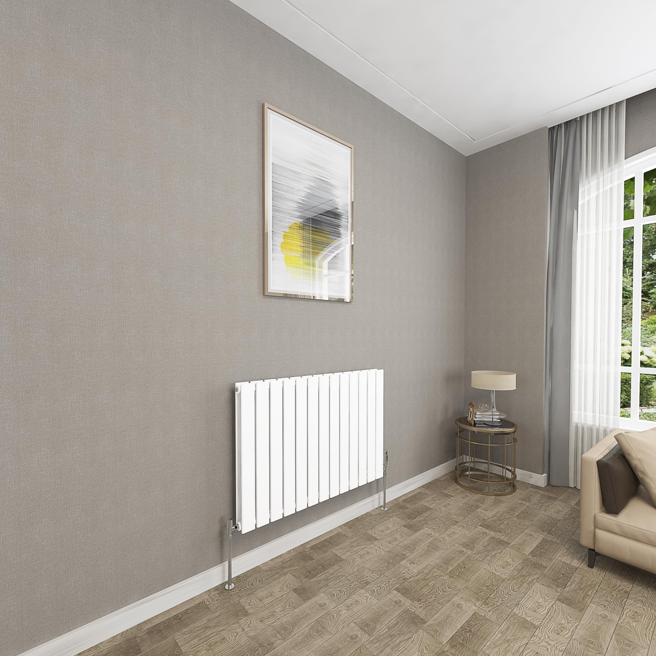 Sky bathroom | 600x884mm Horizontal Designer Radiators White Flat Panel Double Panel Central Heating Radiator