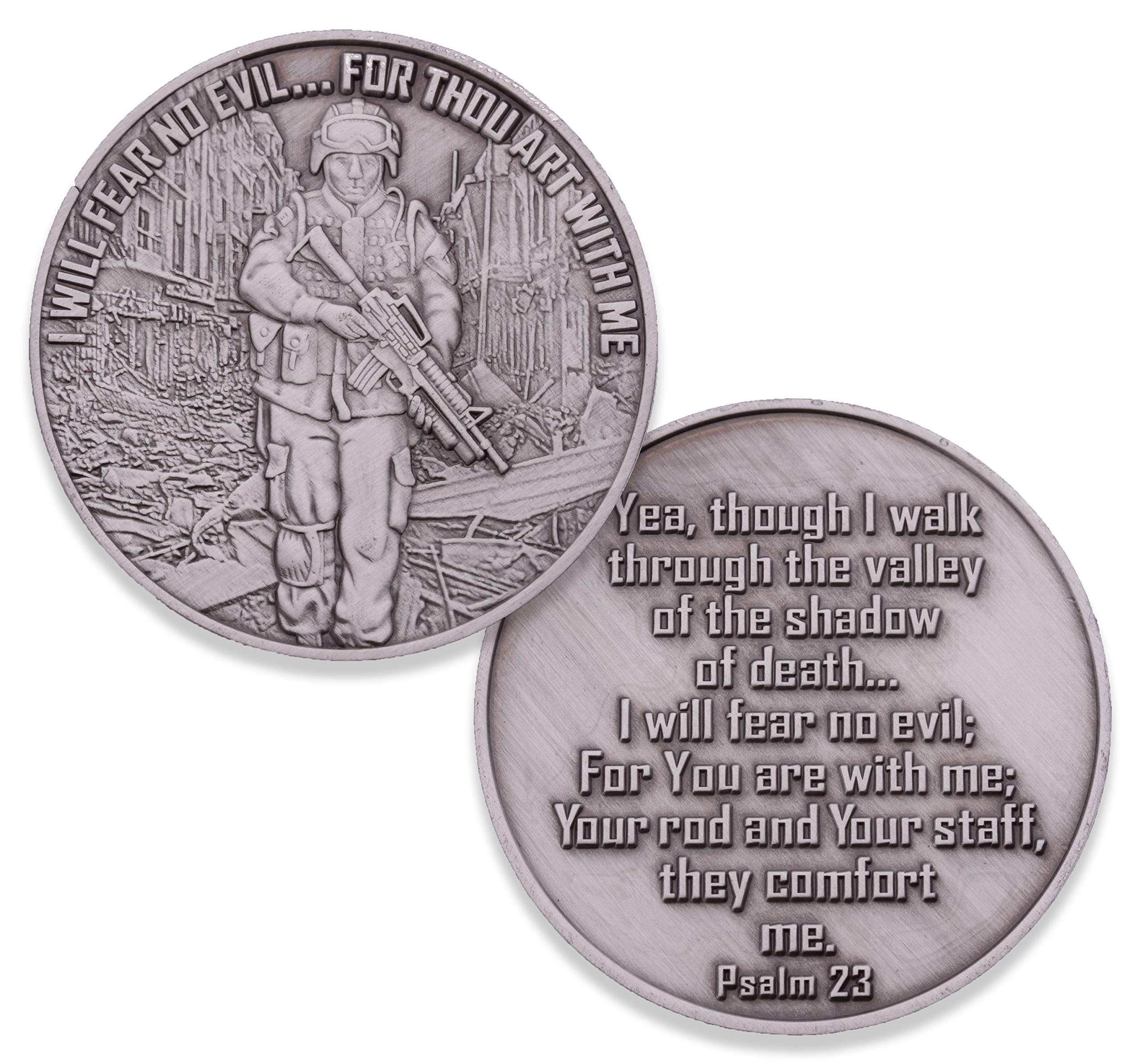 Armed Forces Fear No Evil Challenge Coin, Military Support Coin. Die Struck Antique Silver Challenge Coin Designed by Military Veterans! Marines Corps
