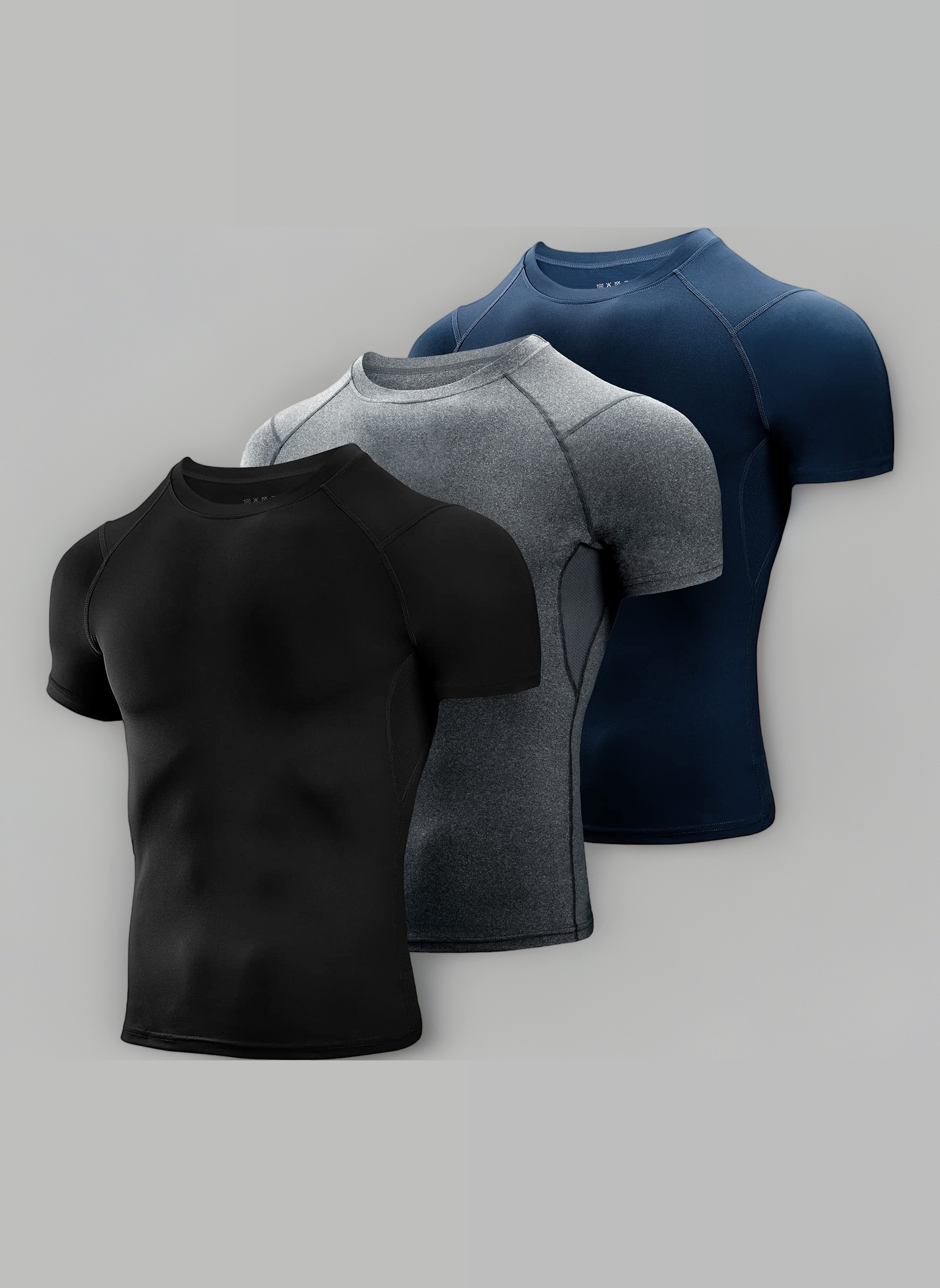 1 or 3 Packs Compression Tops for Men Short Sleeve Mens Running Top Mesh Design Quick Dry Base Layer Top for Gym Sports Fitness Workout Cycling,Training