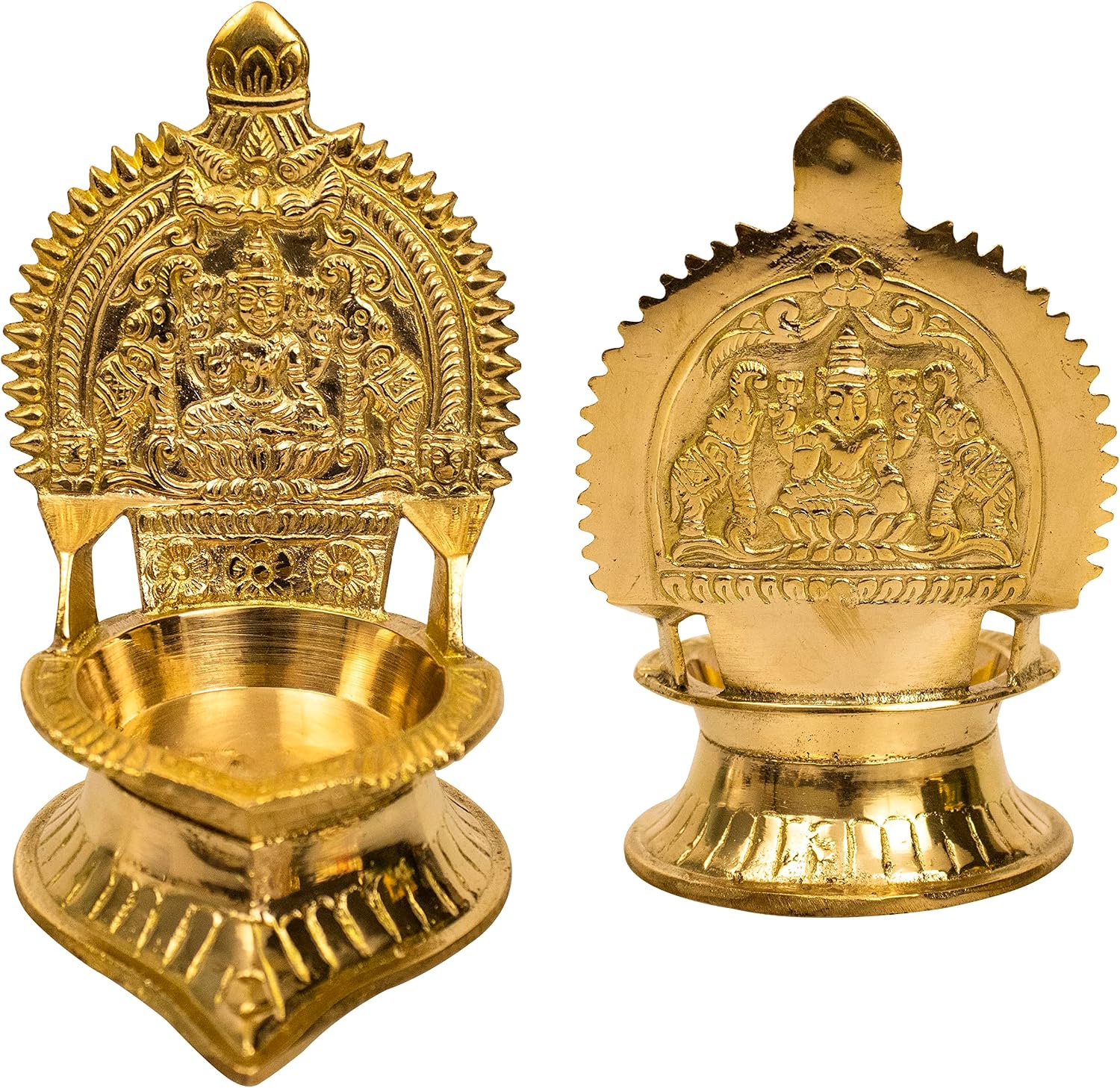 Spillbox Traditional Brass Kamachi Diya for Puja | Deepam Oil Lamp for Home Temple | Kamatchi Devi Maa Amman Vilakku (Small)
