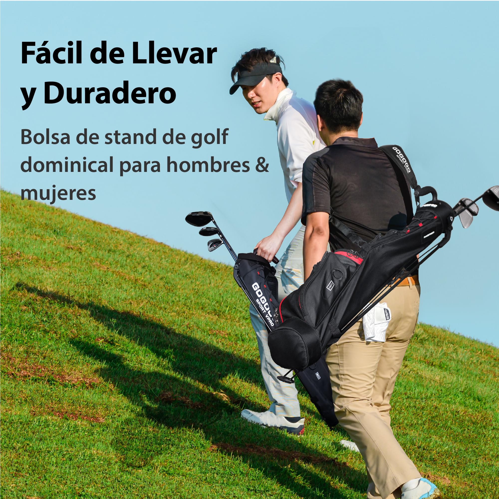 Gogogo Sport Vpro Bolsa de Golf Portátil con Correa & Tripode, Pequeña Bolsa de Golf Ligera, Negra Roja