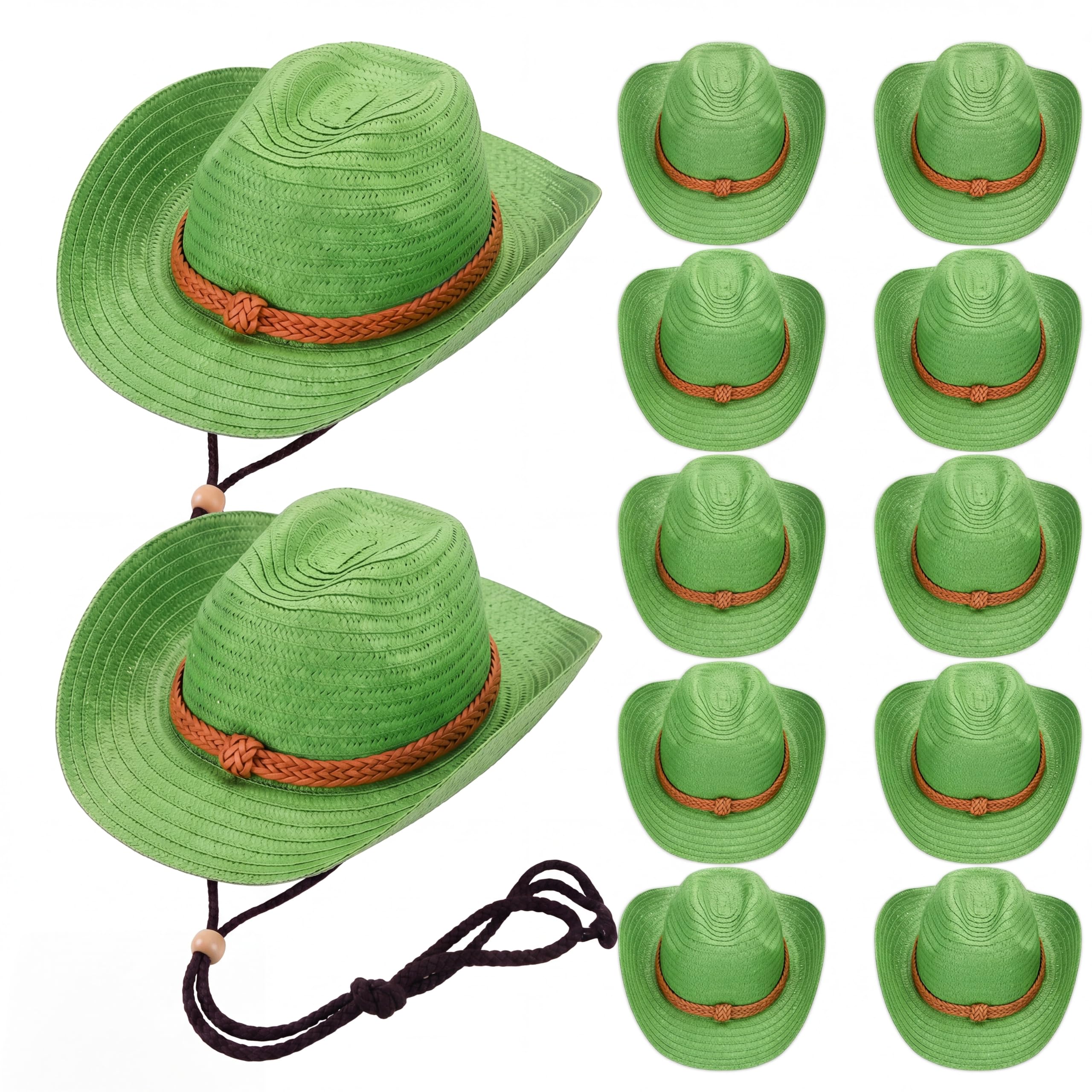 JaGely 12 Pcs Straw Cowboy Hats for Women Men