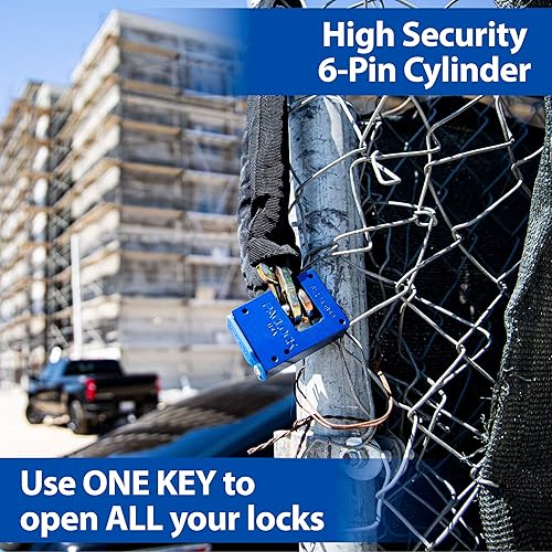 Miniatura 2 de PACLOCK Serie BL17A-850 Block-Lock, aluminio anodizado azul, cilindro de 6 pines de alta seguridad, una cerradura con llave a un número U-Pick! con