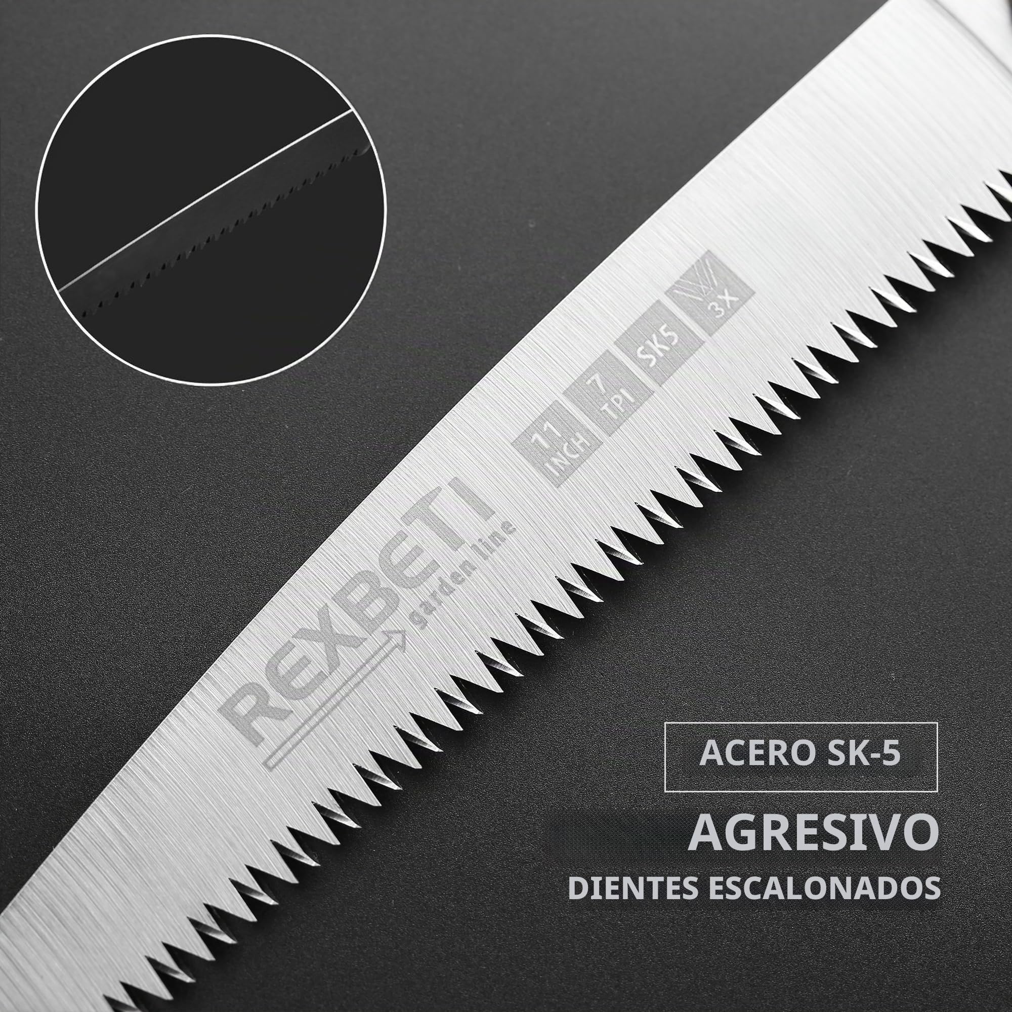 REXBETI Sierra plegable, sierras de mano de hoja extra larga de 11 pulgadas para campamento de madera, sierras de podar de madera seca con dientes duros, acero SK-5 de calidad, regalos para hombres