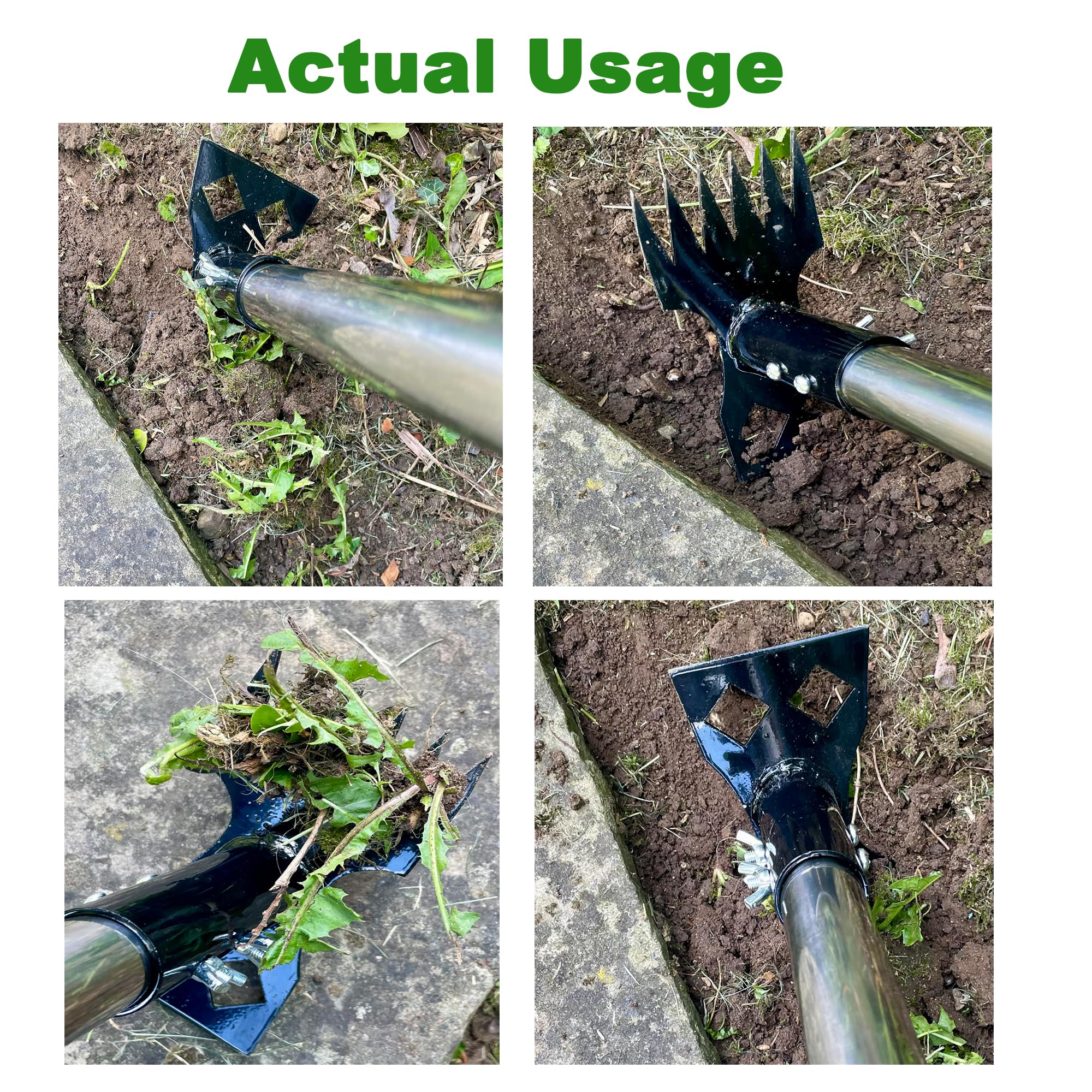 Estrattore di erbacce con manico lungo, manico staccabile da 148 cm, rastrello manuale 2 in 1 e zappa da giardino, resistente per dente di leone, cortile, prato, patio, giardino (nero)