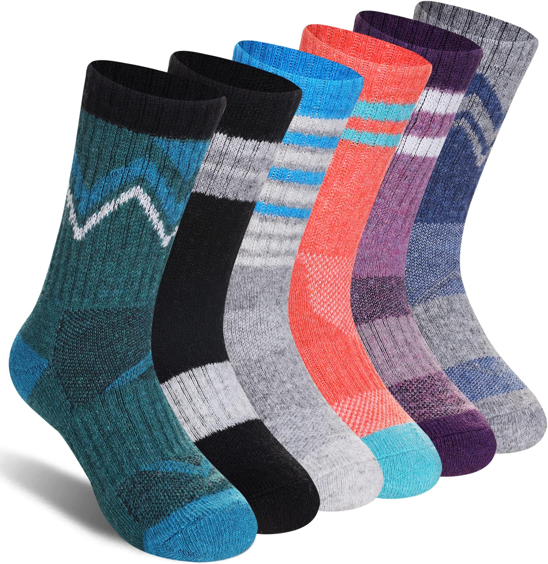 DoSmartKids Merino Wool Hiking Socks Toddlers Boys Girls Thermal Winter Warm Thick Boot Cozy Cushion Crew Socks 6 Pairs