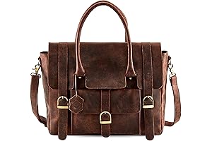 Women's Genuine Leather Tote Bag with Zipper for Laptop and Work Essentials