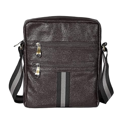 TULMAN PU Leather Travel Sling Bag For Men One Side Shoulder Office Bag for Men - Chocolate Brown- 22 x 6.5 x 26 CM