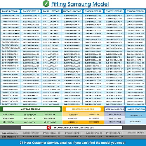 Miniatura 6 de Kit de reparación de secadora de repuesto para rodillo de tambor Samsung DC97-16782A, correa de secadora 6602-001655, polea tensora DC93-00634A,
