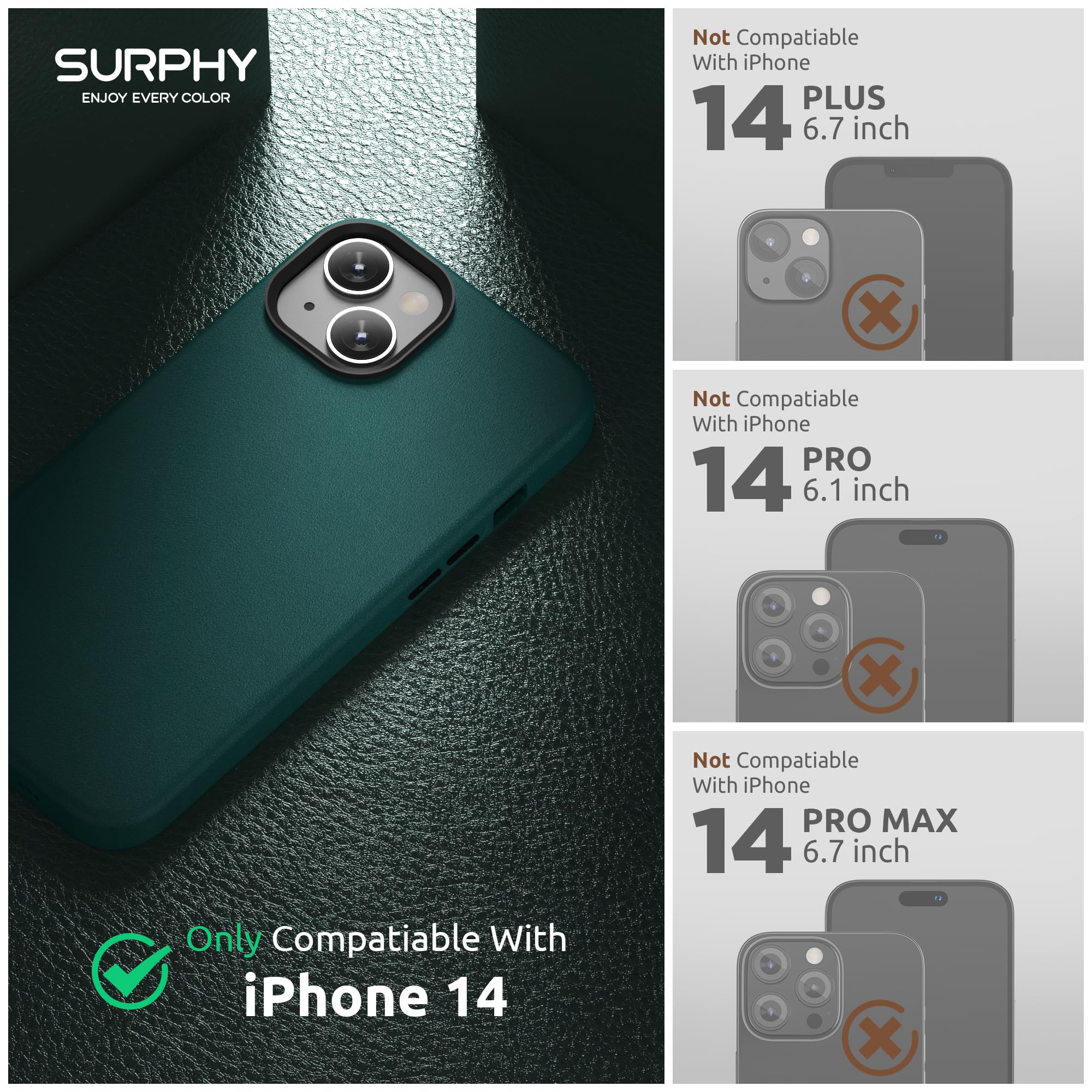 Coque IPhone 14 (6,1") En Cuir PU Ultra-mince - Protection Complète, Doublure Microfibre, Marron, Design élégant - 2
