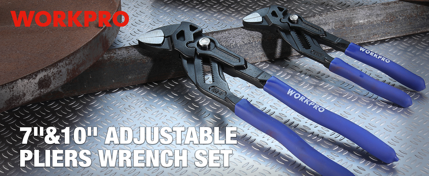 WORKPRO Pliers Wrench Set, 7 & 10-Inch CR-V Construction Wrench