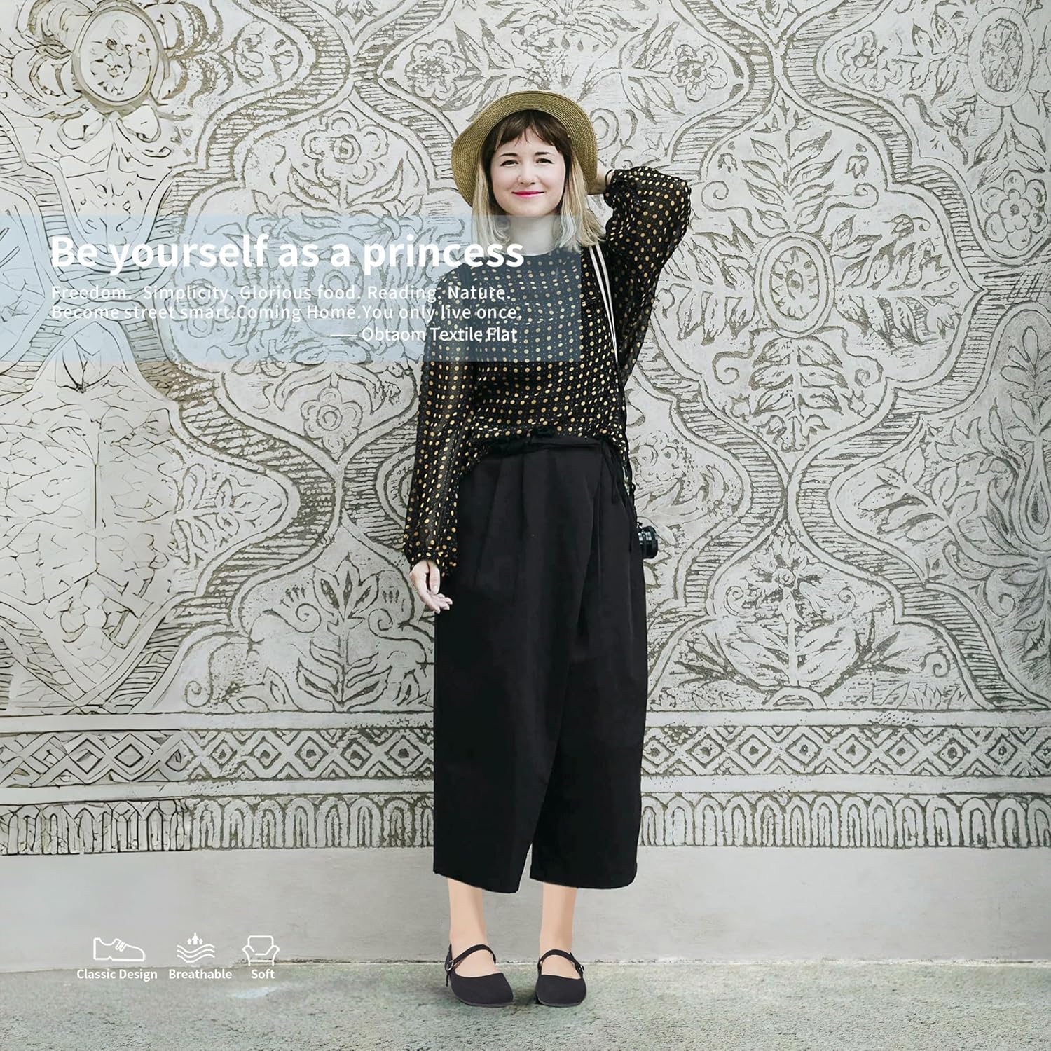 Obtaom Mary Jane Flat Shoes Round Toe Ballet Flats for Women Dressy Fabric Business Flats Comfortable Classic Strap Flats for Office - Image 7