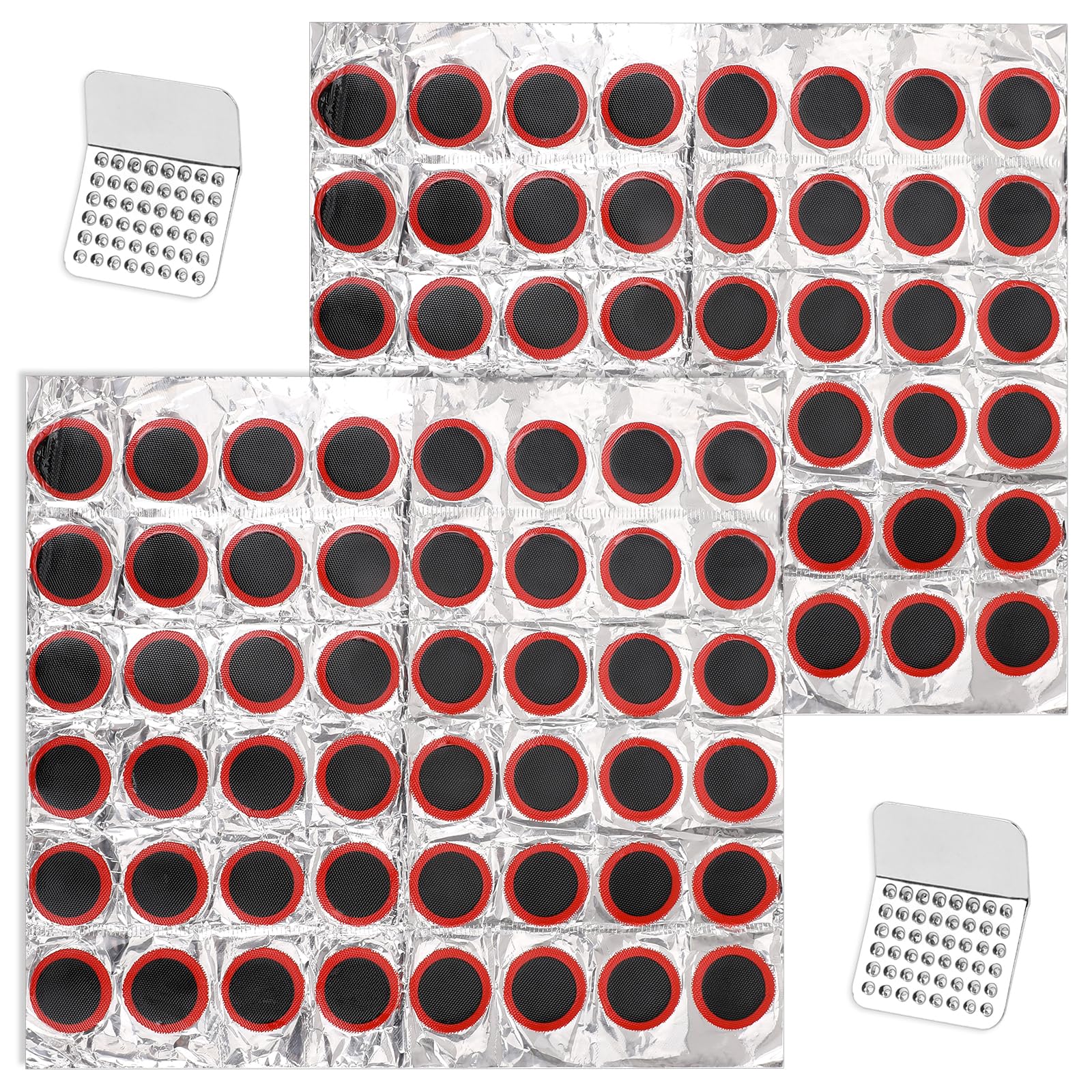 Giantree 96 Pcs Tube Patch Kits, Bike Tire Patch Kit， Lightweight Bike Tire Puncture Repair Patch Kit for Cycling Motorcycle with Two Metal Grinding Accessories (Without Glue)