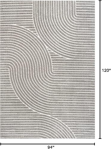 Miniatura 2 de Eyely NCS100A-8 - Alfombra escandinava Skagen minimalista geométrica curva para interiores, moderna, contemporánea, costera, bohemio, para