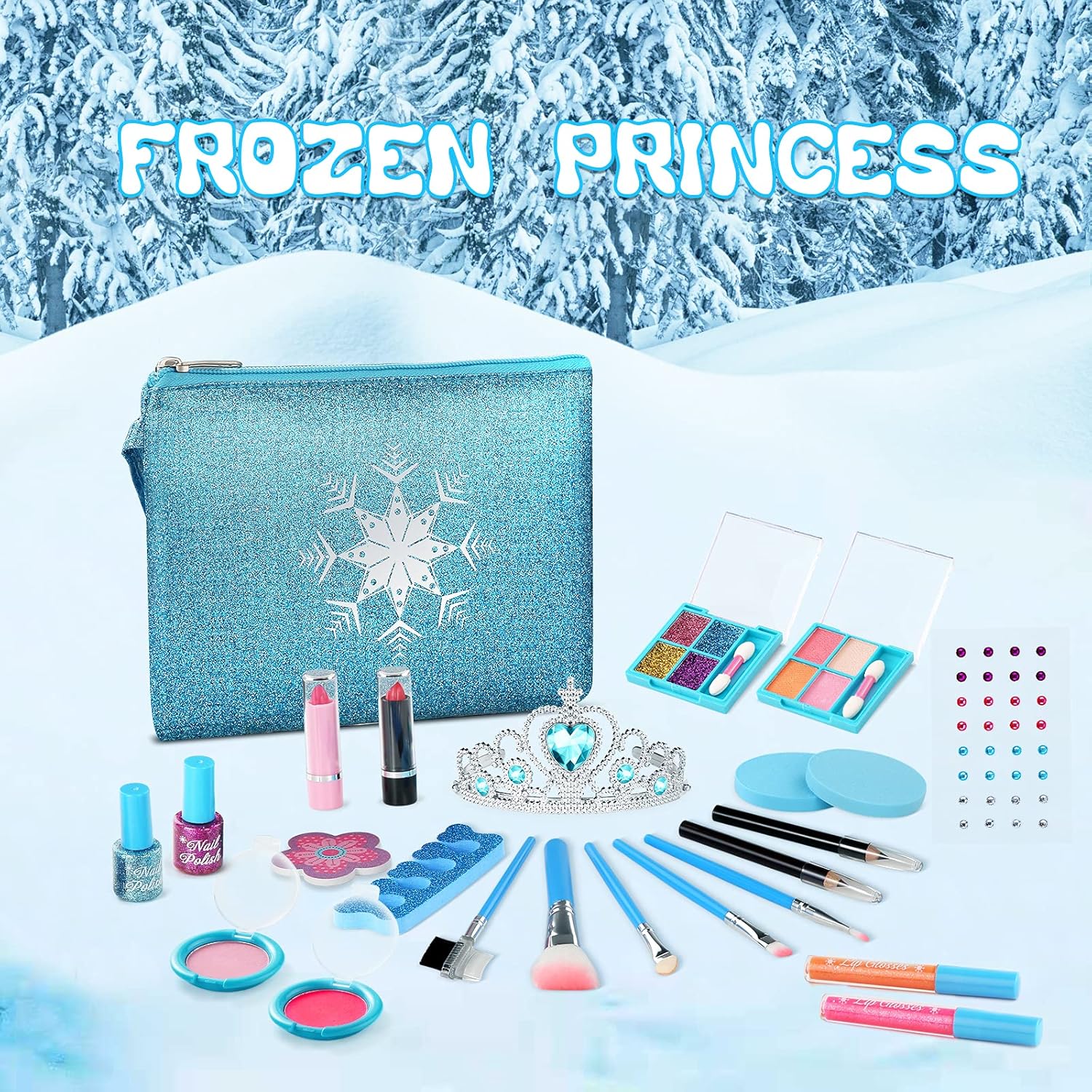 PERRYHOME Kids Makeup Kit for Girl 24 Pcs Washable Makeup Toys for Princess, Frozen Toys Makeup Set Real Cosmetic Beauty Set, Safe & Non-Toxic Girls Makeup Kit for 3-12 Years Old Kids Birthday Gift : Toys & Games