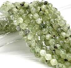 ABCGEMS Australian Dark-Moss Prehnite Beads (A Mesmerizing Cutting Technique That Illuminates The Brilliance of Each Bead Like Stars in The Night Sky) Crystal Chakra Energy Stone Stellar-Star-Cut 8mm