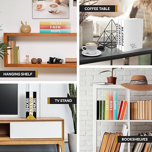 Miniatura 8 de Unique America Juego de libros decorativos 3 libros decorativos con 9 fundas intercambiables, negro, 10x7.5x1.25 pulgadas