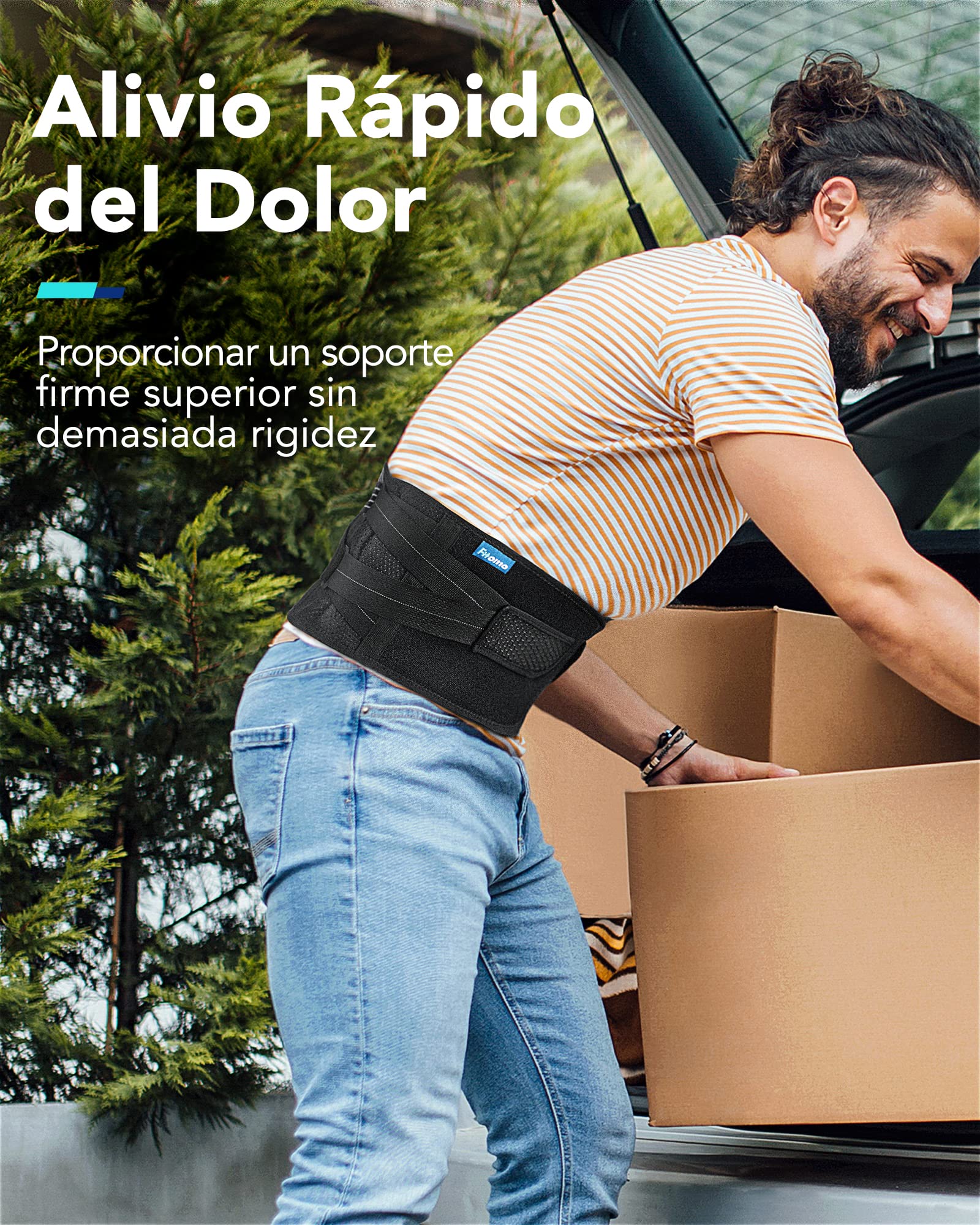 Fitomo Faja Lumbar para Hombre Mujer, Aliva Dolor Espalda de Ciática, Disco Herniado, Faja Lumbar para Protección de Lesión Trabajo Deporte (Medium)