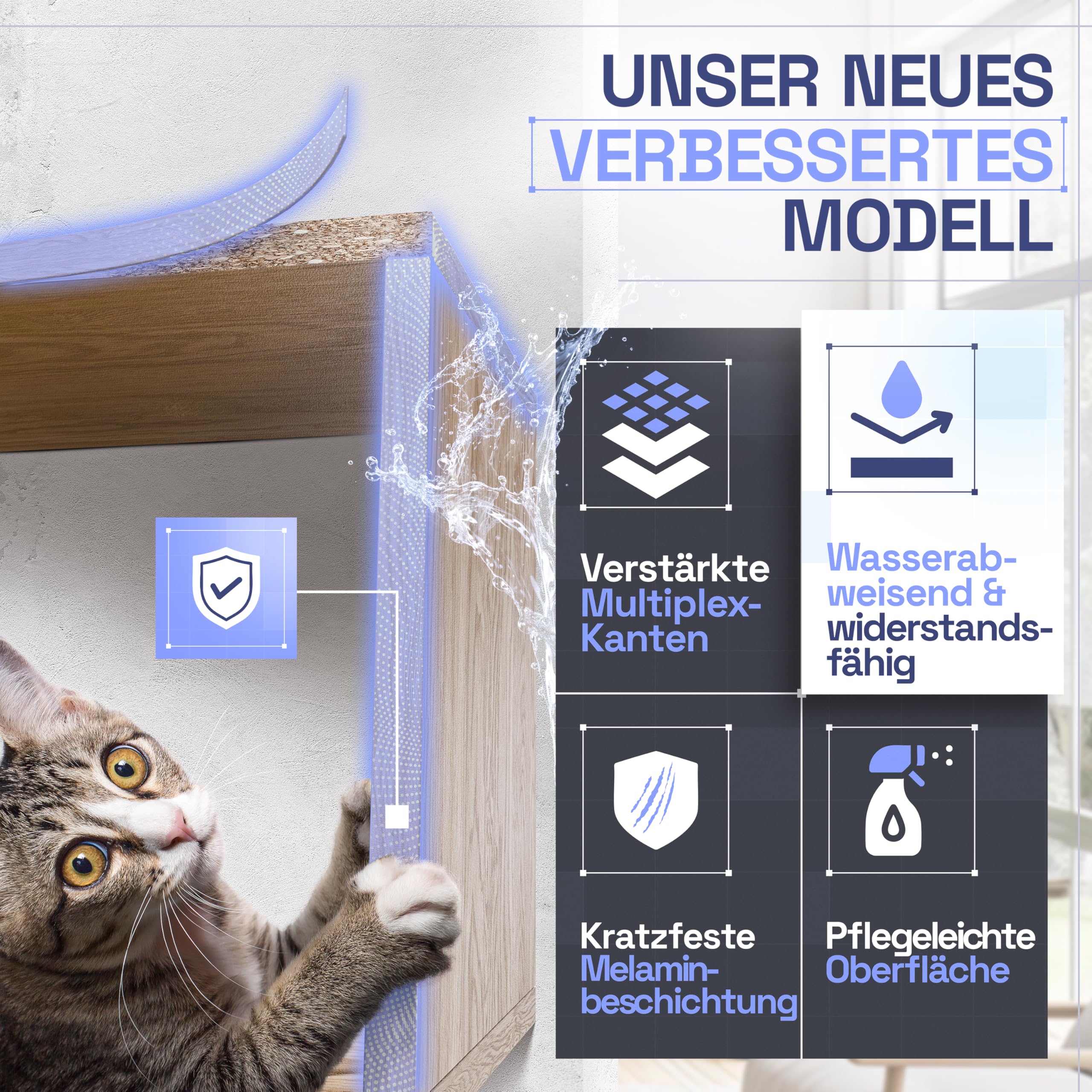 TRAUMMÖBEL Wandregal Karo Natur/Weiß Bücherregal Holz Hängeregal Schweberegal für Wohnzimmer, Schlafzimmer und Küche