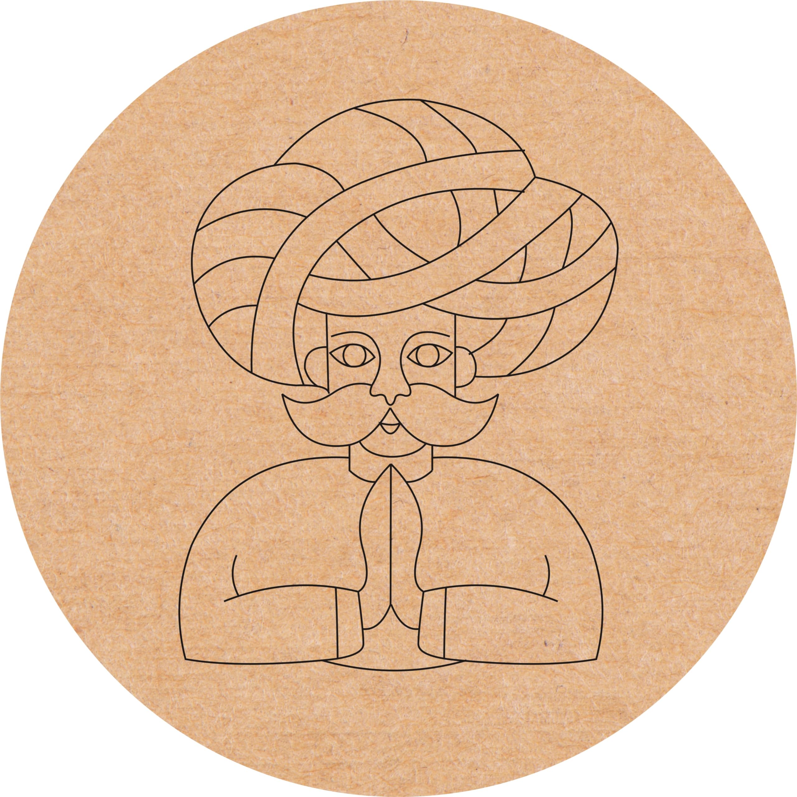Sure Laser Cut Traditional Rajasthani Decorative Ram Ram Sa & Padharo Sa Welcome Men Round MDF Cutout with Engraving for Hanging, Decoration, Resin Art & Craft DIY. (8 inch)-image-10