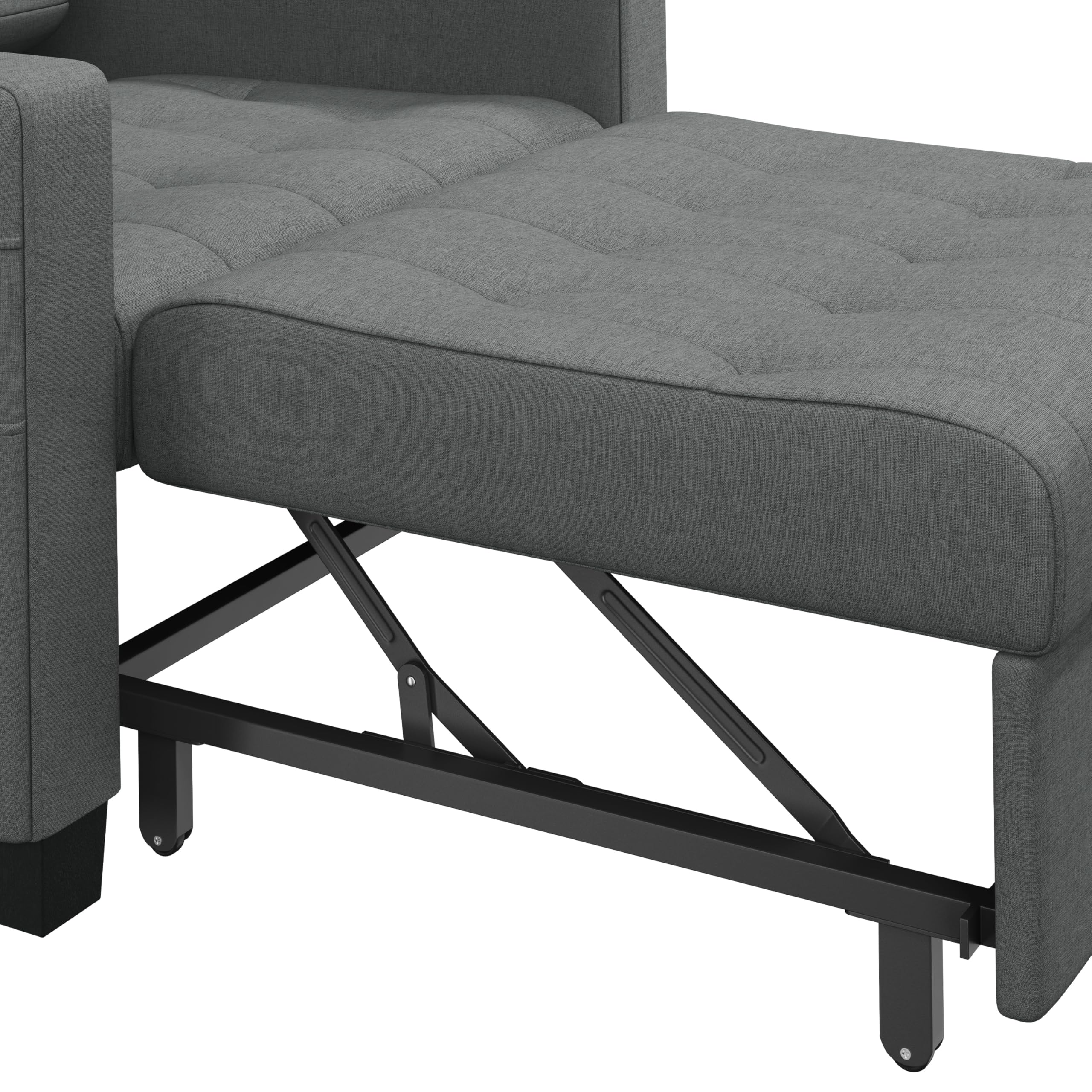 Divano Letto Singolo Divano Pieghevole Imbottito a 1 Posto Poltrona Letto da Salotto Divano Trasformabile in Tessuto per Soggiorno (Grigio Chairo)