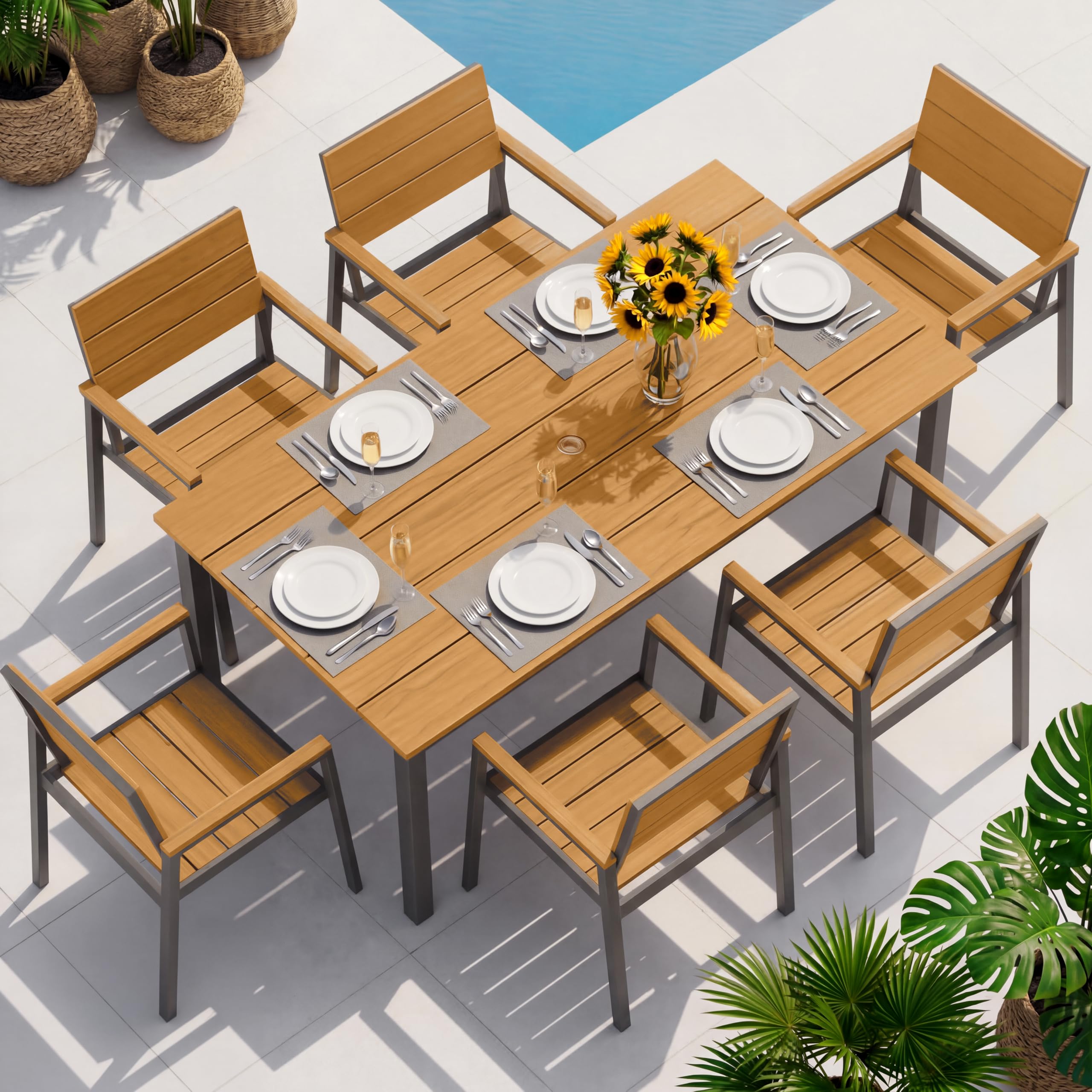 Best Patio Dining Set 2026: 5 Outdoor Sets Compared 2 Oasbira Outdoor Dining Set, Patio Table and Chairs Set with Umbrella Hole, 7 Pie — product photo