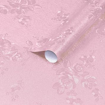 Dimoon 17.7x393.7Pink Peel and Stick Wallpaper Gothic Floral Wall Paper Contact Paper Closeout Renter Friendly Modern Self Adhesive393.7x17.7, Pink Floral Textured