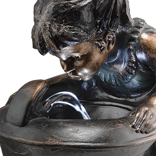 Miniatura 11 de Alpine Corporation GXT472 - Fuente de agua potable para niños y niñas de 27 pulgadas, cascada de jardín juguetona con luces LED, función de agua