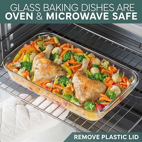 Miniatura 6 de COOK WITH COLOR Juego de 8 platos para hornear de vidrio profundo con tapas de plástico, cazuela y recipientes de almacenamiento de alimentos para