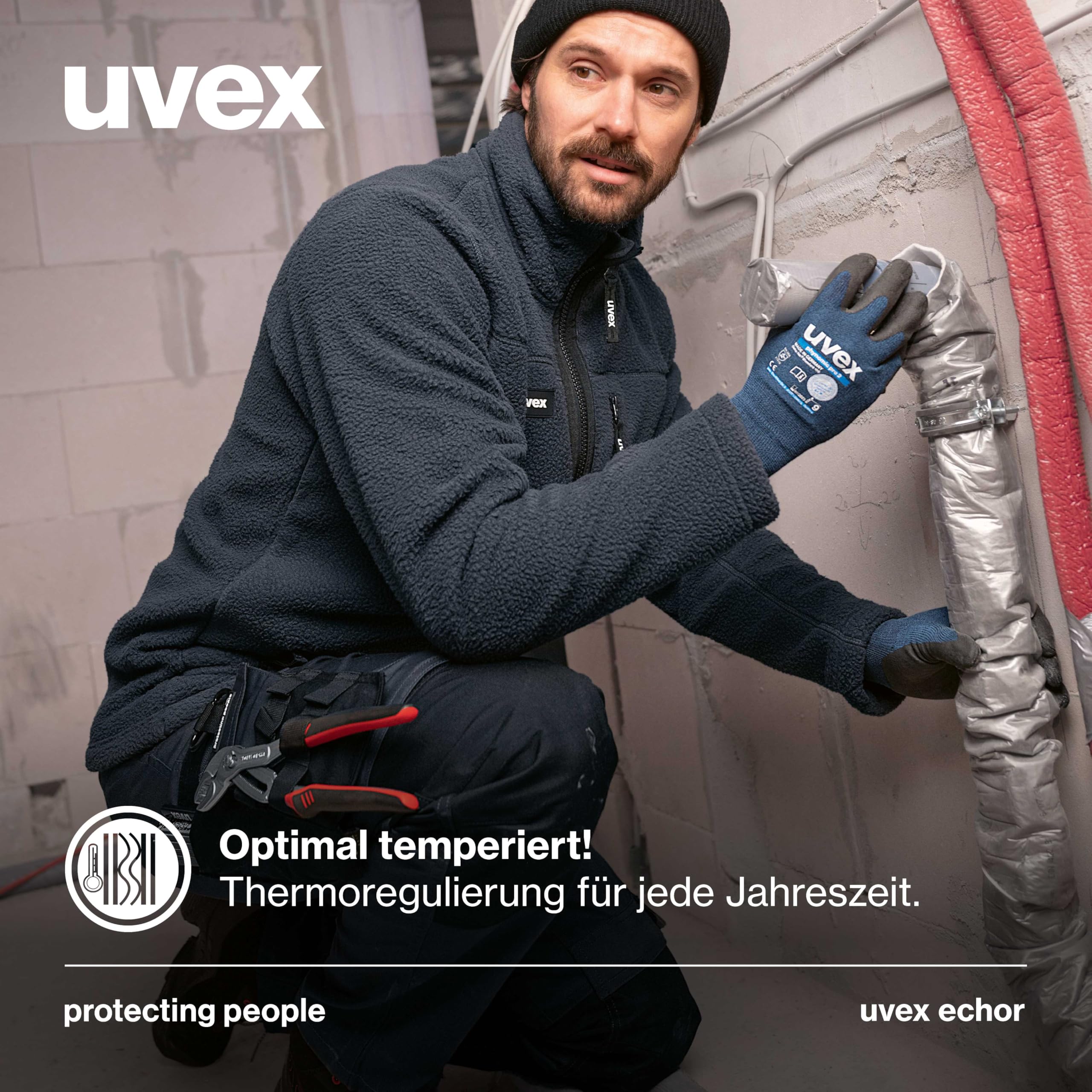 Uvex Echor kurtka polarowa, męska kurtka robocza, kurtka outdoorowa z polarem Sherpa