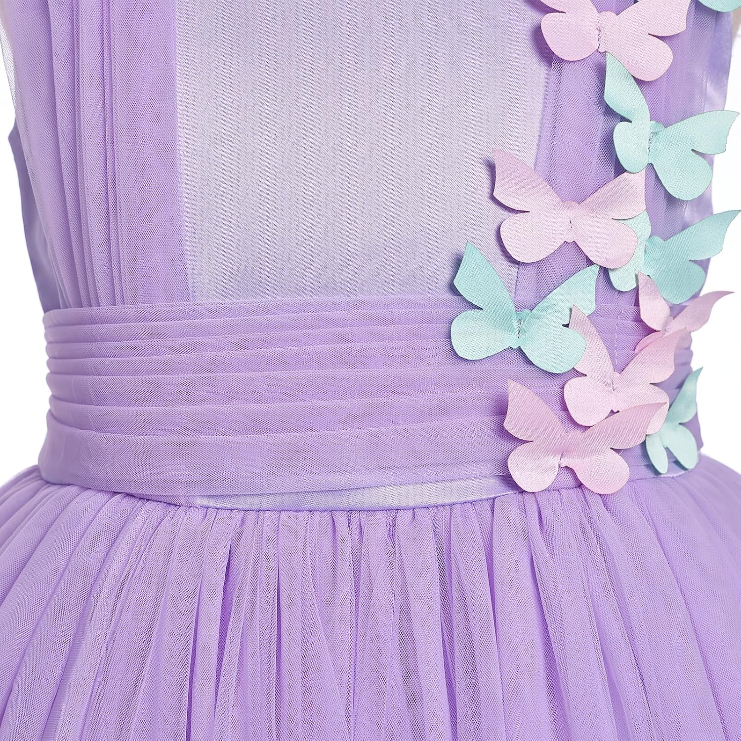 IDOPIP Toddler Girls Butterfly Birthday Dress Ruffle Tulle Flower Girl Wedding Pageant Formal Party Dress for Photo Shoot 1-6