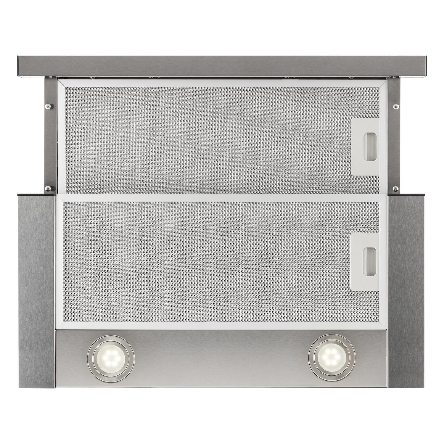 Klarstein Vinea Dunstabzugshaube 60cm ausziehbar 610m³/h Abluft/Umluft Aluminium-Fettfilter silber